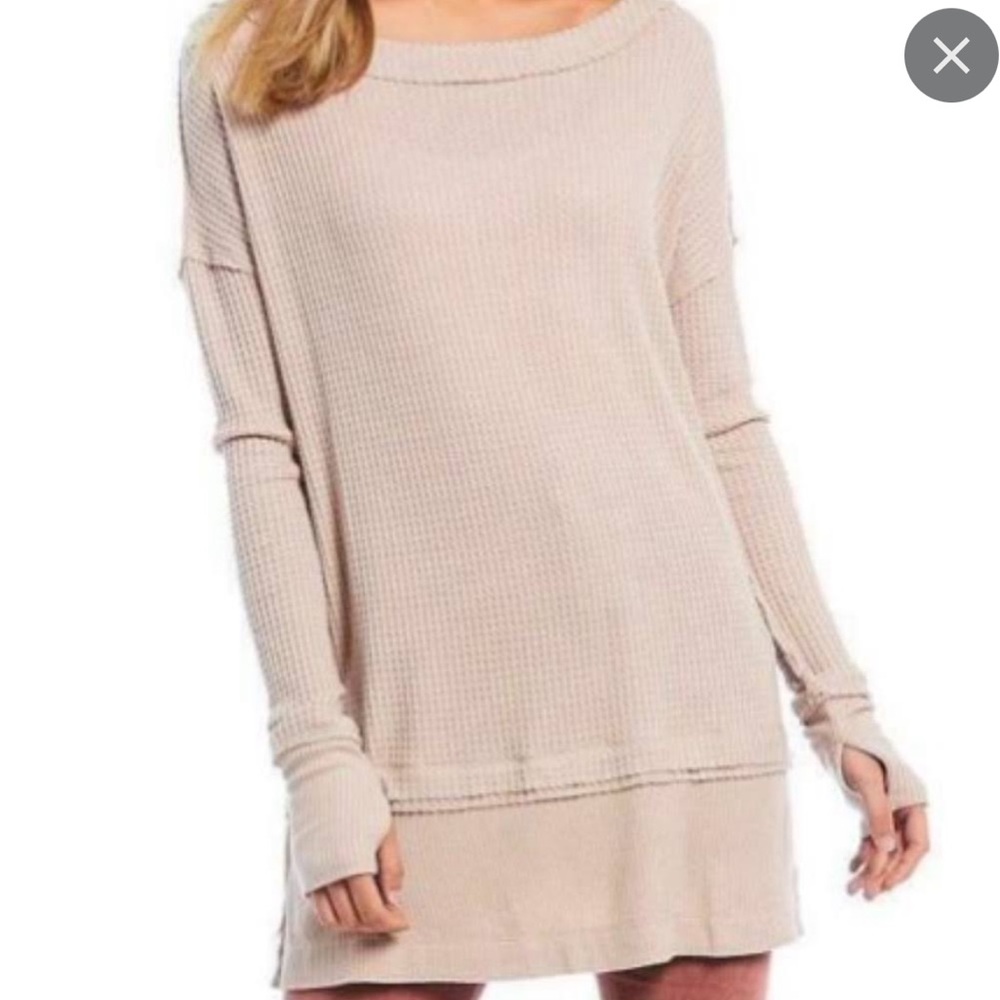 Free People North Shore Waffle Thermal Tunic Top